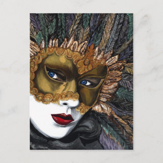 Black and Gold Carnival Mask  by PSOVART Postcard