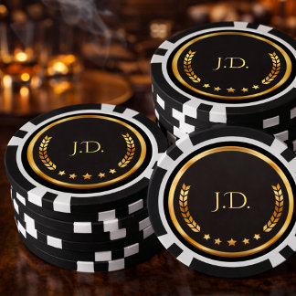 Black and Gold Casino Themed Poker Party  Chips