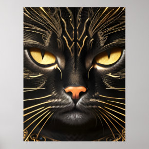 Black and Gold Cat Poster