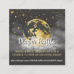 Black and Gold Celestial Baby Shower Diaper Raffle Enclosure Card