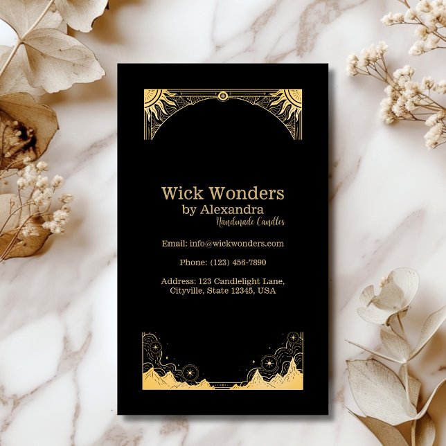 Black and Gold Celestial Candle Business Card (Creator Uploaded)