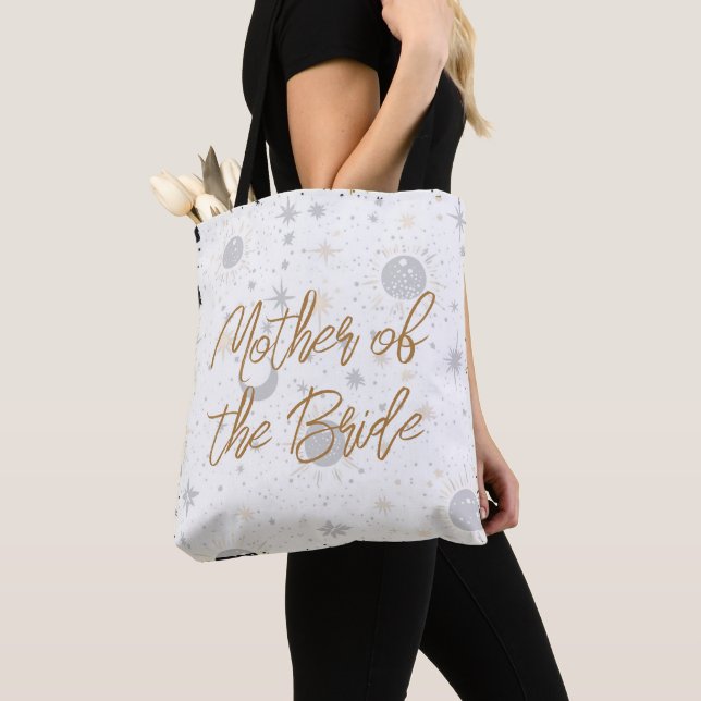 Black and Gold Celestial Mother of the Bride Tote Bag (Close Up)