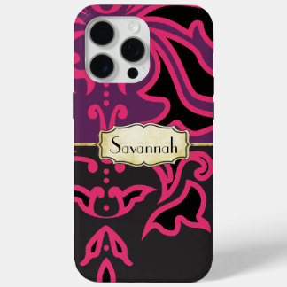 Black and Gold Celestial Star Pattern iPhone 15 Pro Max Case