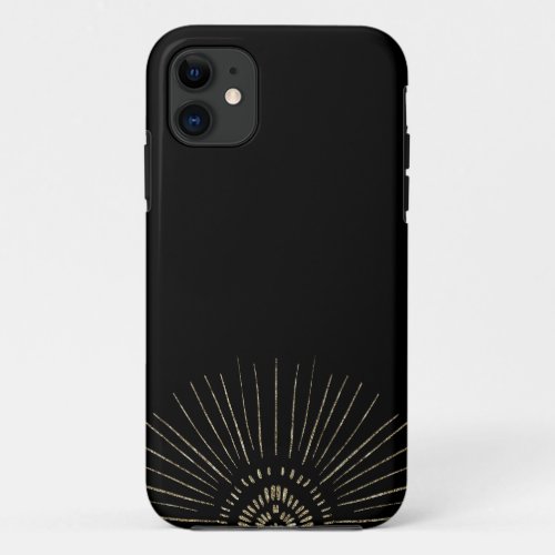 Black and Gold Celestial Starry Night iPhone 11 Case