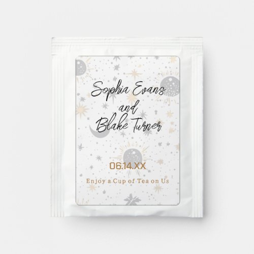 Black and Gold Celestial Wedding Tea Drink Mix