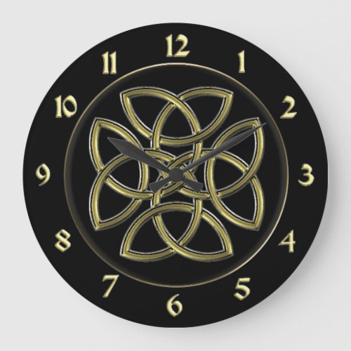 Black and Gold Celtic Dara Shield Knot Clock