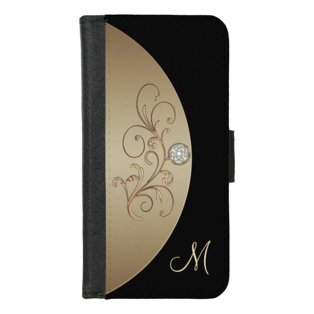 Black and Gold Celtic Monogram Wallet Case (Front)