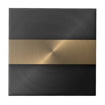 Black And Gold Ceramic Tile by unique_cases at Zazzle