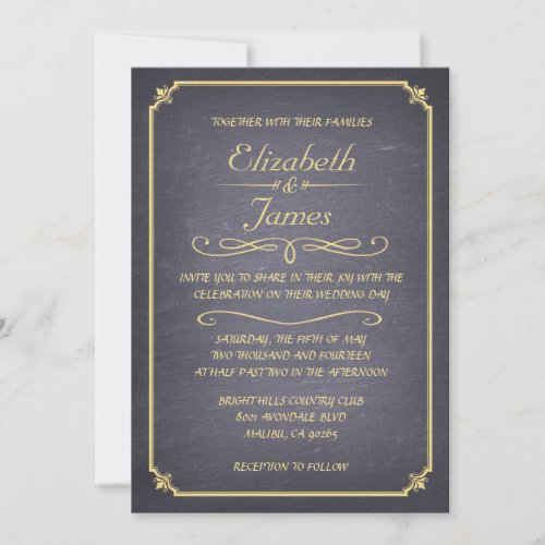 Black and Gold Chalkboard Wedding Invitations