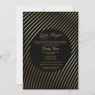 Black and Gold Charity Gala Night Invitation 