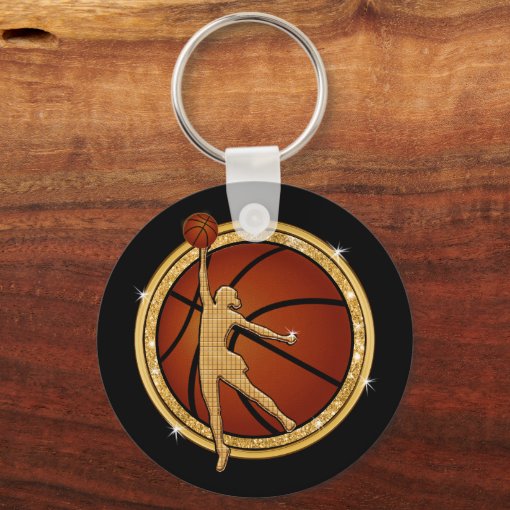 Black and Gold Cheap Basketball Gifts for Girls Keychain Zazzle
