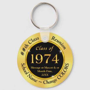 Black and Gold Cheap, Class of 1974 Party Favors Keychain