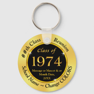 Black and Gold Cheap, Class of 1974 Party Favors Keychain