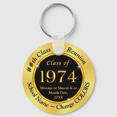 Black and Gold Cheap Class of 1974 Party Favors Keychain