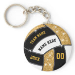 Black and Gold Cheap Volleyball Gifts 4 Text Boxes Keychain