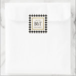 Black and Gold Checkerboard Border Wedding Square Sticker<br><div class="desc">Set the tone for a modern wedding where the guests all wear black and white, the reception is at a jazz club with art deco, speak easy vibes, and everyone drinks Negronis and dry martinis while swaying to the music of a jazz band. Inspired by the timeless checkerboard patterned floors...</div>