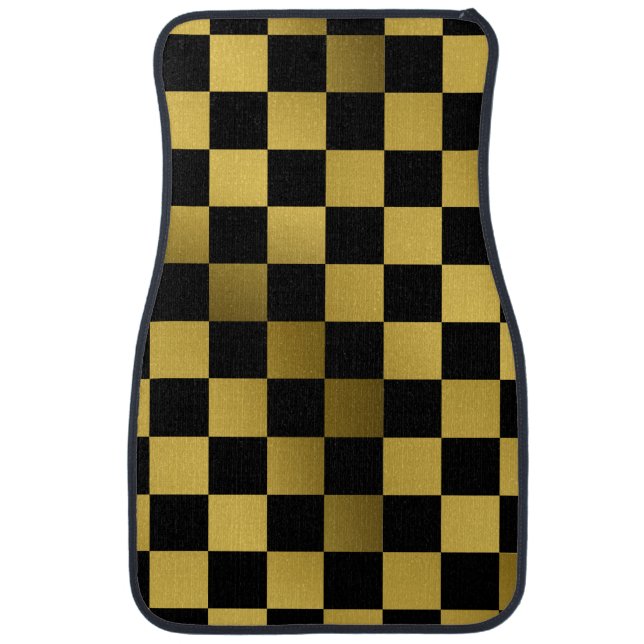 Black and Gold Checkerboard Car Mats (Front)