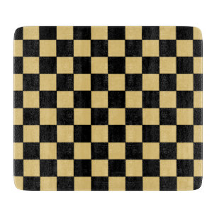 black and gold checkerboard cutting board