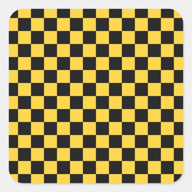 Black and gold checkerboard pattern square sticker (Front)