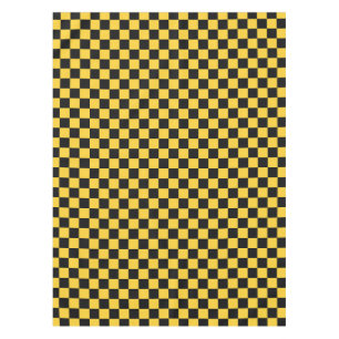 Black and gold checkerboard pattern tablecloth