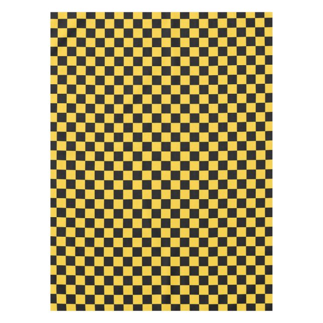 Black and gold checkerboard pattern tablecloth (Front)