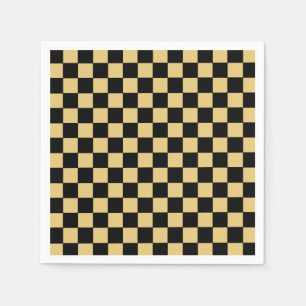 Black and Gold Checkered Napkins