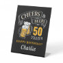 Black And Gold Cheers And Beers Any Age Birthday Pedestal Sign