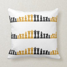 Black and Gold Chess Pieces Throw Pillow