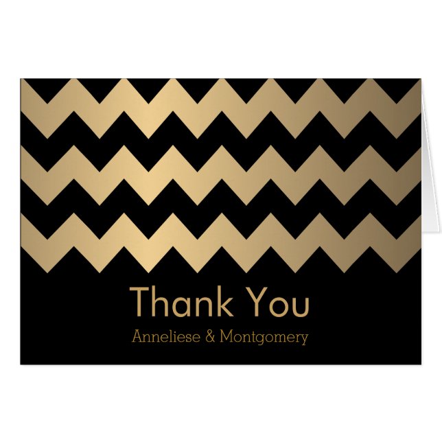 Black and Gold Chevron - Blank Cards (Front Horizontal)