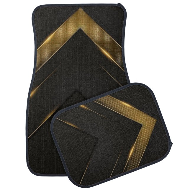 Black And Gold Chevron Car Floor Mat (Set)