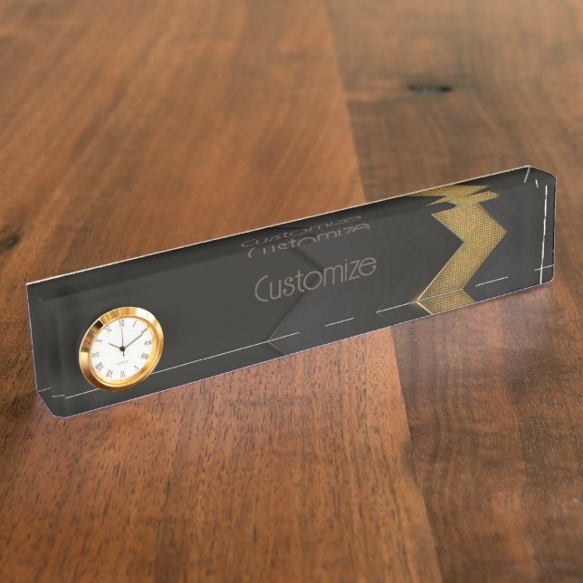 Black And Gold Chevron  Desk Name Plate (Side)