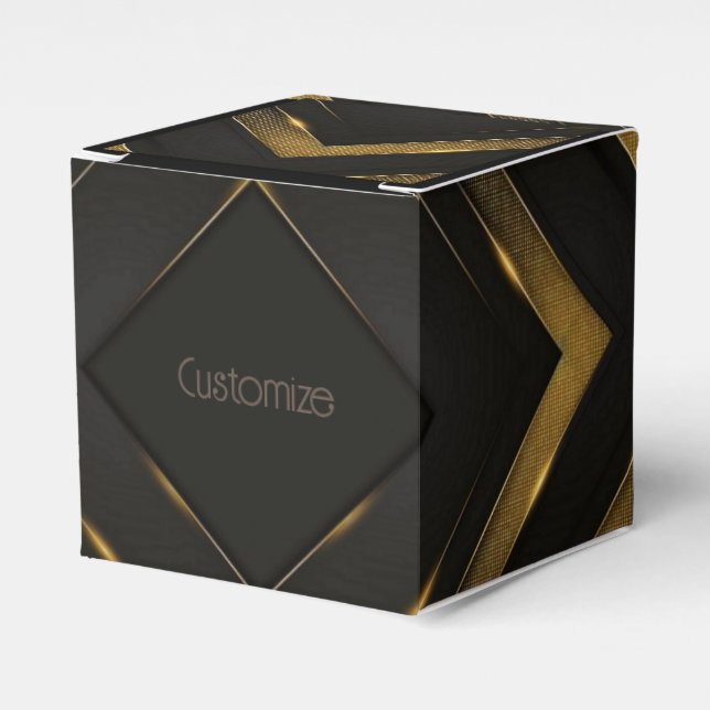 Black And Gold Chevron Favor Boxes (Front Side)