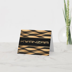 Black and Gold Chevron Print "Happy Kwanzaa" Card