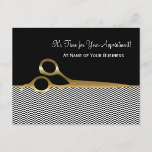 Black and Gold Chevron Salon Appointment Reminder Postcard