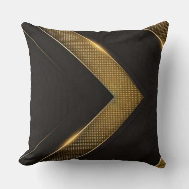  Black And Gold Chevron  Throw Pillow (Front)