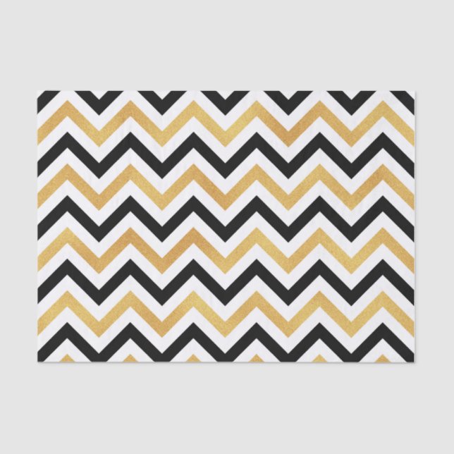 Black and Gold Chevron Tissue Paper (Front)