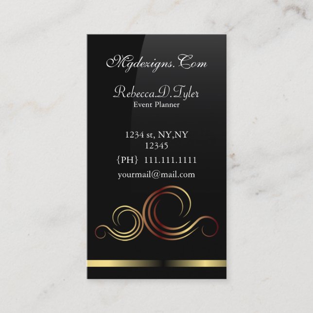 black and gold Chic Business Cards (Front)