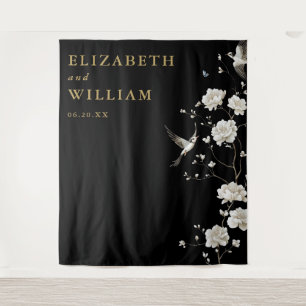 Black And Gold Chinoiserie Wedding Photo Backdrop