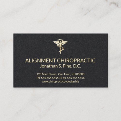 Black and Gold Chiropractic Emblem Chiropractor Business Card