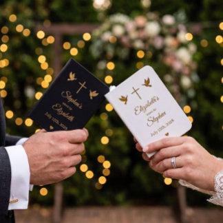 Black and Gold Christian Wedding Vow Book His Hers