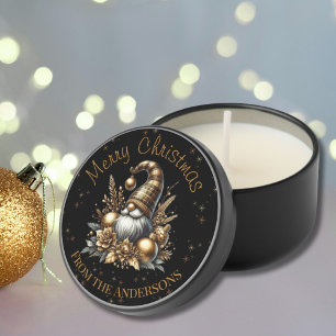 Black And Gold Christmas Gnome Mini Candle Favors