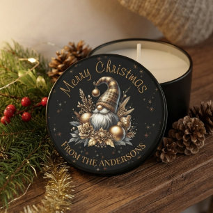 Black And Gold Christmas Gnome Mini Candle Favors