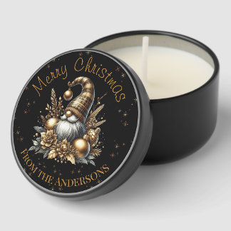 Black And Gold Christmas Gnome Mini Candle Favors