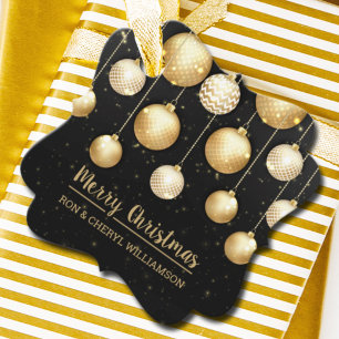 Black and Gold Christmas Ornaments Favor Tags