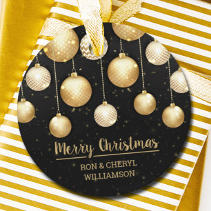Black and Gold Christmas Ornaments Favor Tags