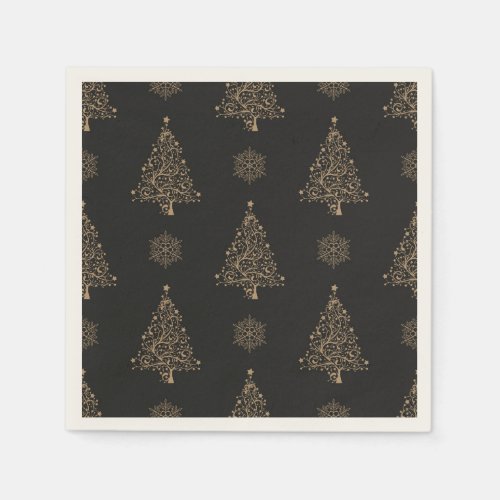 Black and gold Christmas pattern Napkins