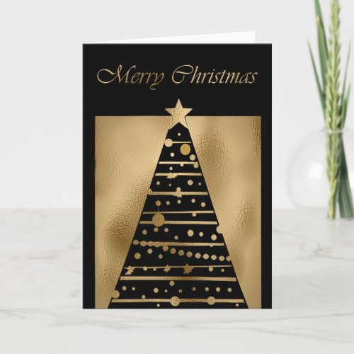 Black and Gold Christmas Tree Holiday Card