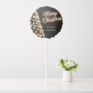 Black and Gold Christmas Tree with Custom Text Balloon