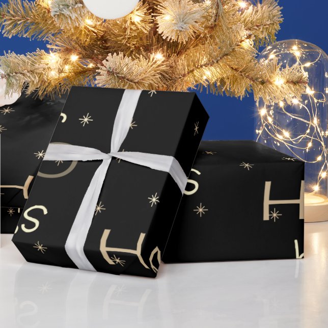 Black and gold Christmas wrapping paper (Holidays)