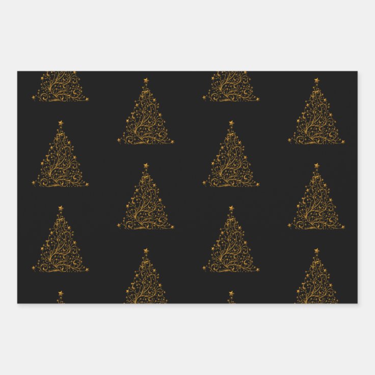 Black And Gold Christmas Wrapping Paper 